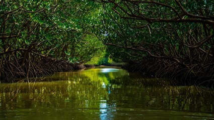 Golden Reflections on a Hidden Mangrove River