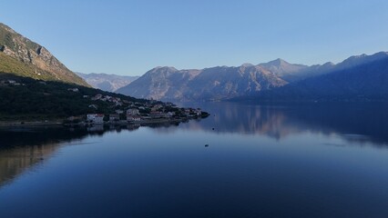 Kotor town city Montenegro drone aerial view bay balkans south east europe
