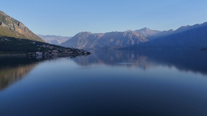 Kotor town city Montenegro drone aerial view bay balkans south east europe