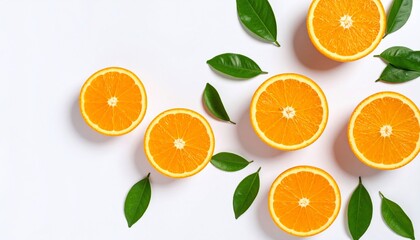 Vibrant Orange Slices with Lush Green Leaves