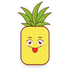 pineapple playful face cartoon cute
