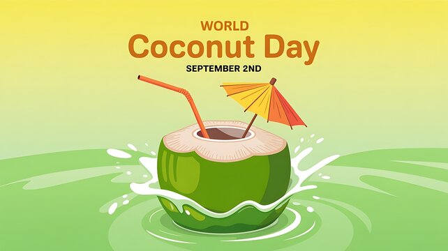 Refreshing coconut water splash for world coconut day celebration - Powered by Adobe