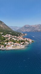 Kotor town city Montenegro drone aerial view bay balkans south east europe