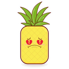 pineapple broken love face cartoon cute
