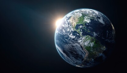 Fototapeta premium Earth, sunlit, in space (1)