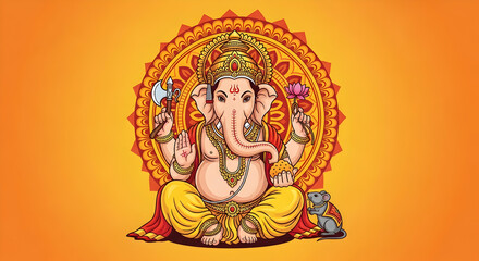 Majestic Ganesha Illustration: Hindu Deity Art