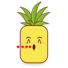 pineapple whistling love face cartoon cute
