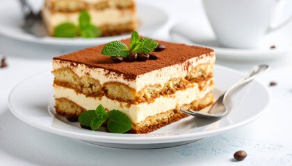 Delicious Tiramisu Dessert: Layers of Coffee-Soaked Ladyfingers, Creamy Mascarpone, and Cocoa Powder