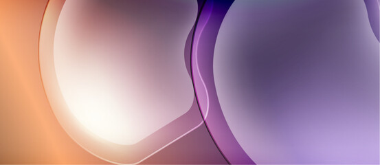 Abstract fluid shapes blend orange, purple hues. Smooth gradients create soft, flowing visual experience. Minimalist design evokes calm feeling.
