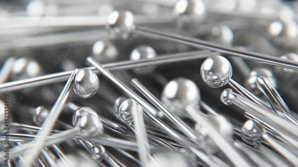 Poster abstract chrome spheres and rods creating intricate network