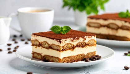 Delicious Tiramisu Dessert on a Plate