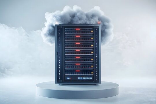 Modern data center cloud computing concept with server rack representing the future of information technology - Powered by Adobe