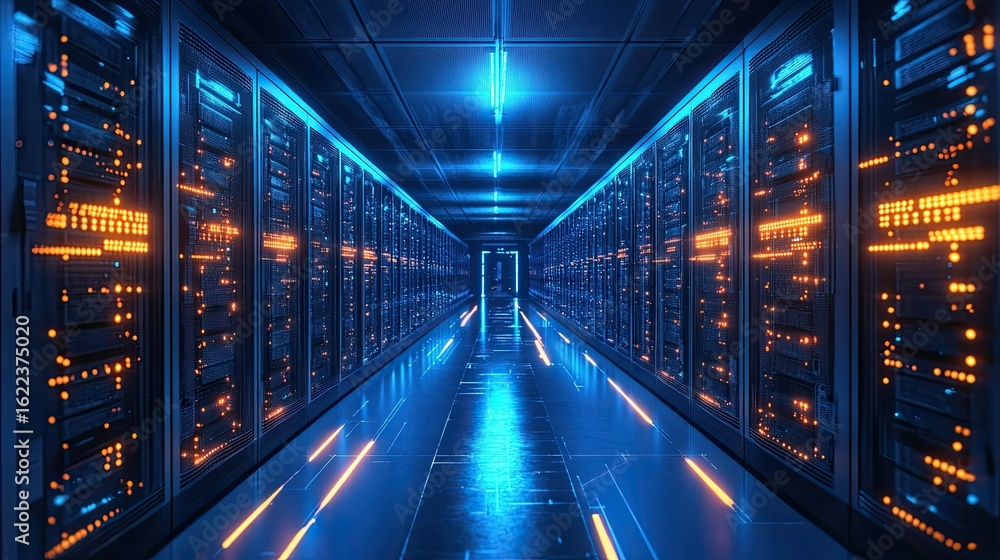 Aufkleber futuristic 3d blueprint of a high-tech data center with advanced security