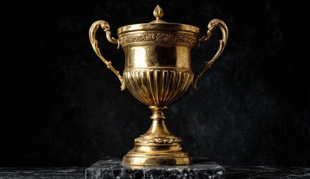 Golden trophy on dark marble base (3)