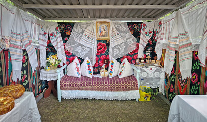 UNGHENI, MOLDOVA - MAY 04, 2025 Exposition of handmade bakery and different crafts. Traditional...