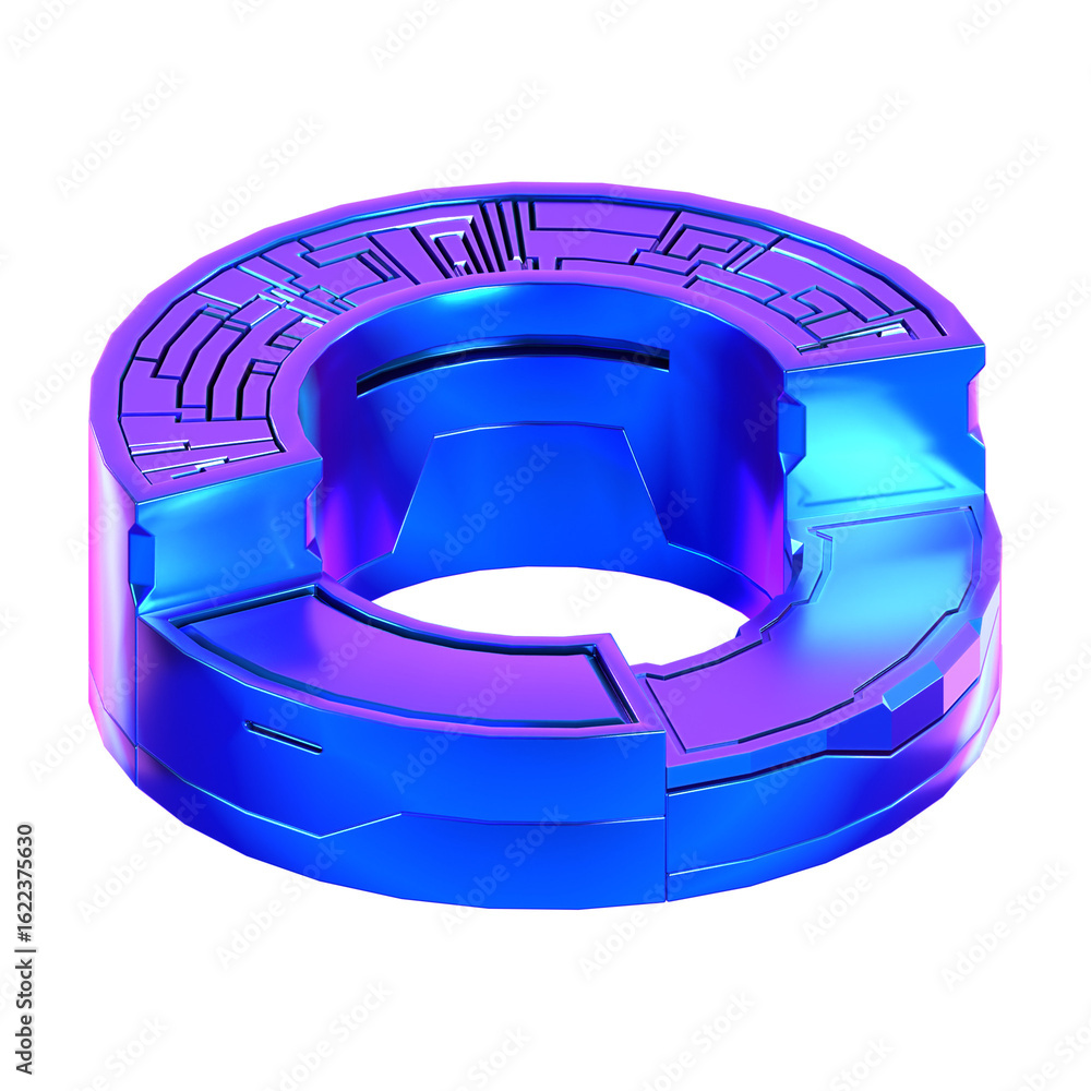 Poster Futuristic Metallic Circuit Ring Circular Component with Technological Design