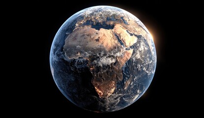 Earth from space, sunrise over Africa