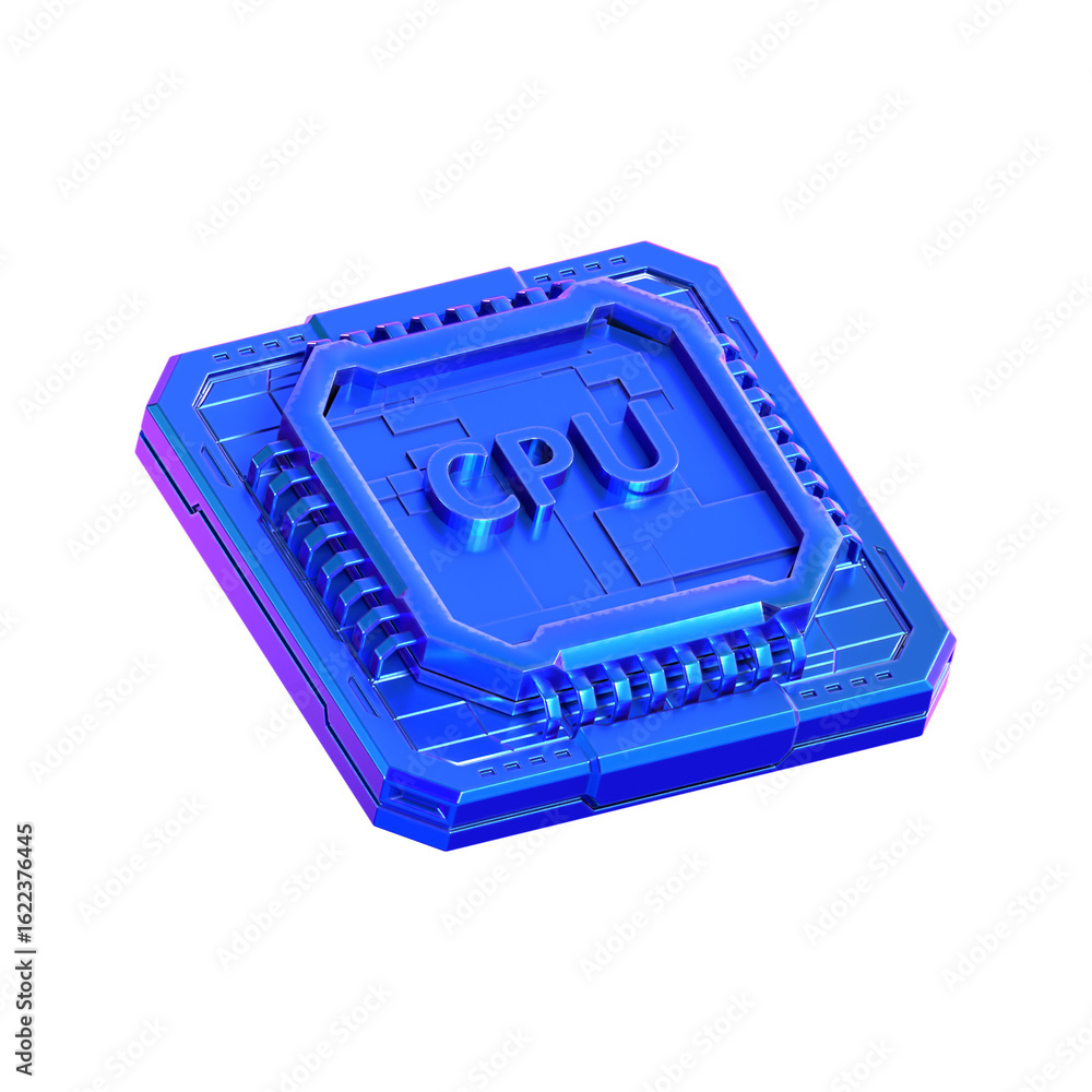 Poster futuristic metallic cpu isometric illustration for high tech component design