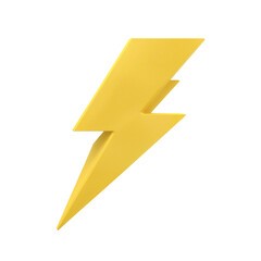 Elevated 3D lightning bolt symbol exudes power and dynamism on isolated transparent presentation