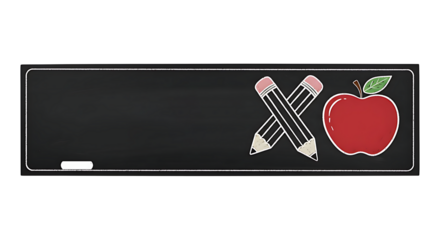 Back to school chalkboard design with apple and pencils, perfect for educational promotions and creative projects