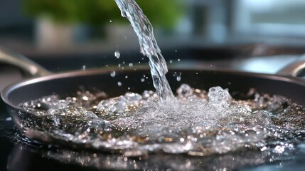 Water pouring into a pan