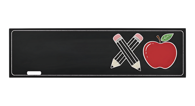 Back to school chalkboard design with apple and pencils, perfect for educational promotions and creative projects