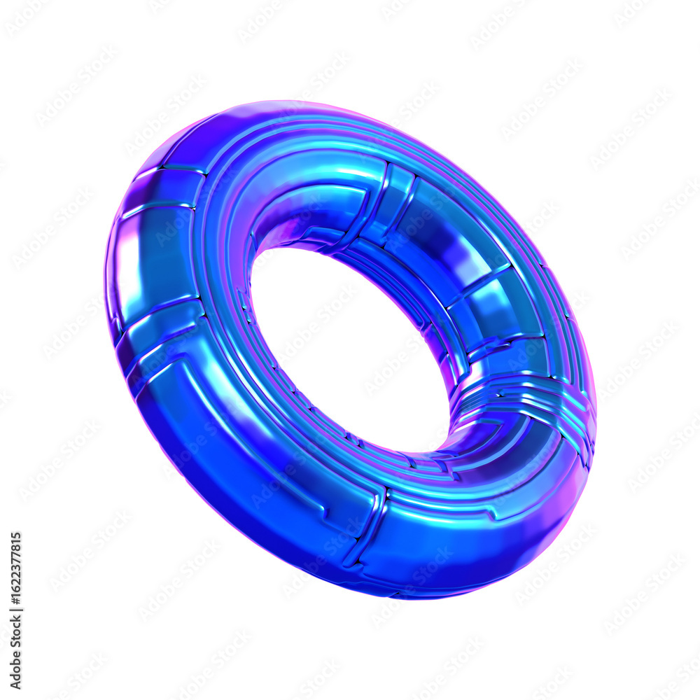 Poster glossy metallic donut shape abstract 3d rendered geometric object