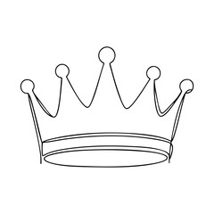 Vector line art of a simple crown with five points, perfect for royalty, celebration, or birthday themes