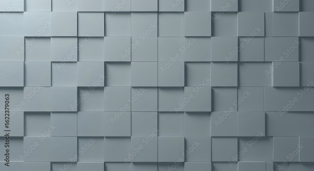 Poster abstract background of randomly arranged gray cubes creating a textured, three-dimensional surface w