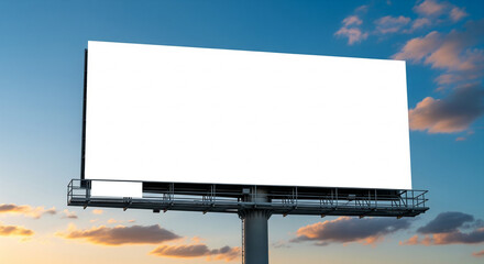 Blank billboard at sunset