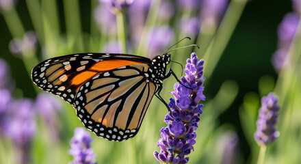 Monarch butterfly on a lavender flower