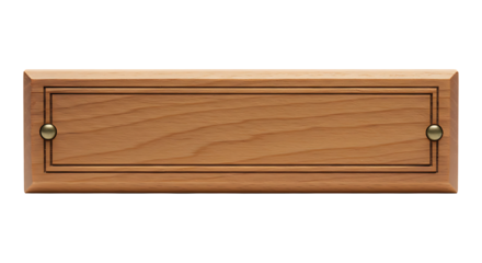 Elegant wood plaque with brass accents offers a classic, customizable space for your message or design