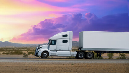 Semi Truck on Highway, Trucking, transpiration concept, USA