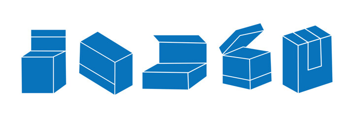 Box editable stroke pictogram and minimal thin line web icon set. Outline icons collection. Simple vector illustration.