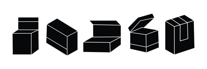 Box editable stroke pictogram and minimal thin line web icon set. Outline icons collection. Simple vector illustration.
