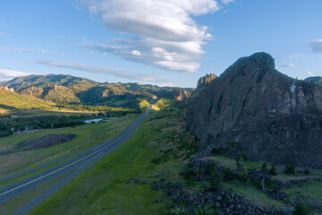 Aerial view of Tower Rock State Park in June