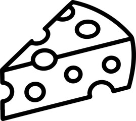 Simple outline drawing of a wedge of swiss cheese with holes