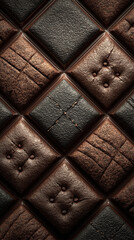 Rich chocolate pattern with textured squares, featuring mix of dark and light tones, creating visually appealing design. intricate details evoke sense of luxury and indulgence