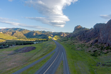 Aerial view of Tower Rock State Park in June