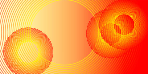 Red,yellow abstract background with gradient and circle lines