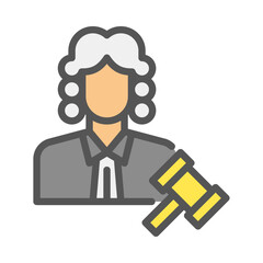 Judge filled outline icon. justice color line illustration.