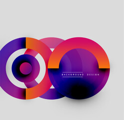 Obraz premium Abstract colorful circles overlap, creating dynamic visual effect. Gradient shades blend, forming modern design element.
