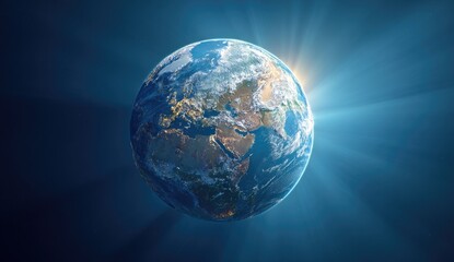 Fototapeta premium Earth globe, sunrise, space