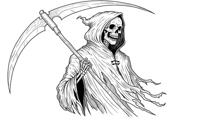 Grim Reaper: Intricate Ink Drawing