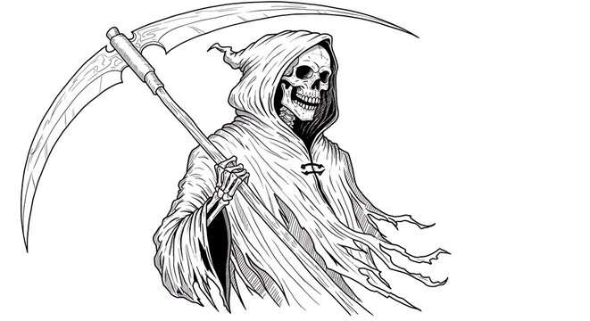 Grim Reaper: Intricate Ink Drawing