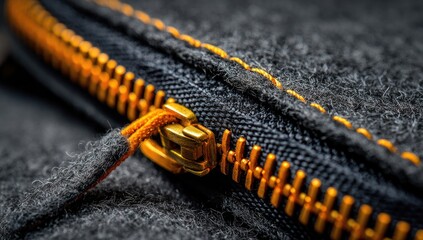 Close-up of a dark gray zipper