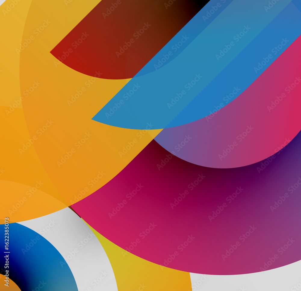 Poster abstract colorful shapes overlap. vivid gradients create dynamic composition. modern design evokes e