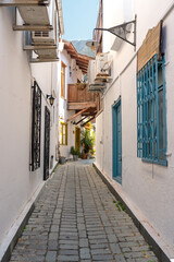 Kas Town, a popular tourist destination in Antalya, Turkey. Its historic streets and houses are...