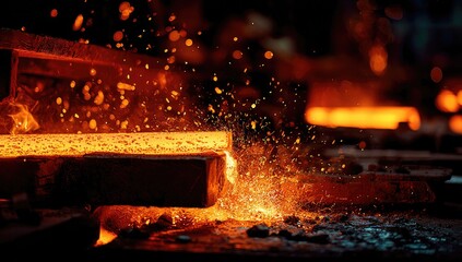 Molten metal bars in a foundry