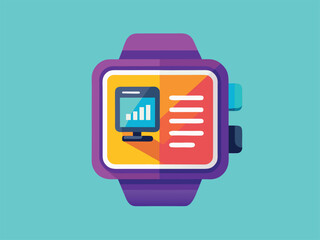 Purple smart watch with data display wearable technology data visualization